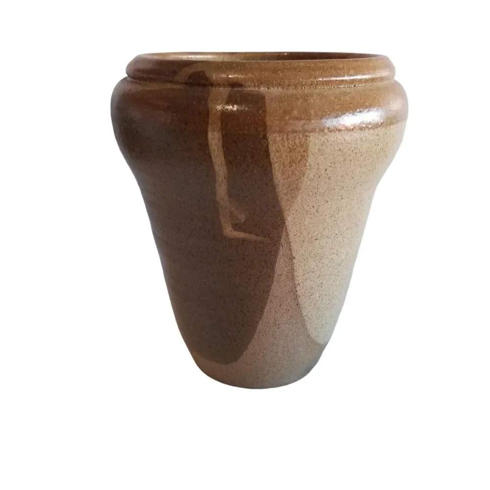 Vintage Studio Pottery Vase Pot Planter Dipped Layered Glaze Signed Decorative